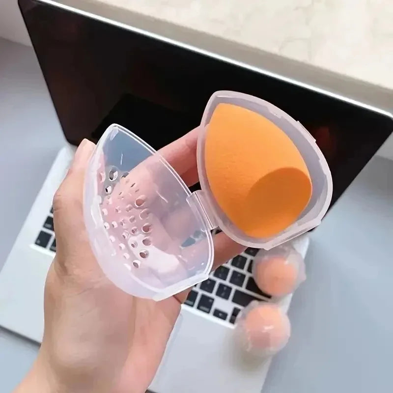 1Pcs Egg Shaped Empty Makeup Sponge Storage Box Portable Plastic Cosmetic Puff Organizer Rack Blender Holder Stand Drying Box