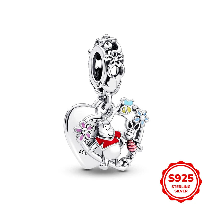 Charms plata de ley Disney Stitch Mickey and Minnie Pendant Beads Fits 3mm Bracelet Necklace For Women Luxury DIY Fine Jewelry