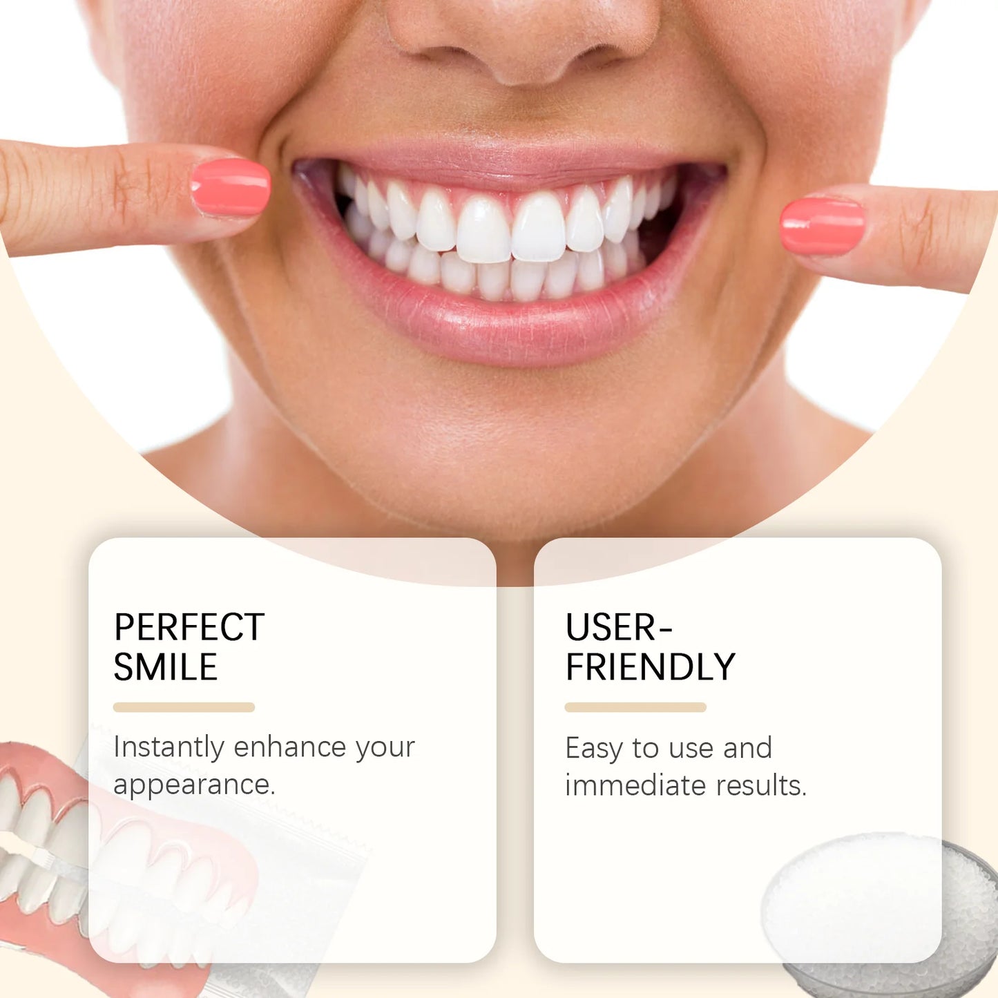 Full Denture Fake Teeth User Friendly Natural Safe Silicone Upper & Lower Veneers Perfect Laugh Veneers Dentures Paste Fake Teet
