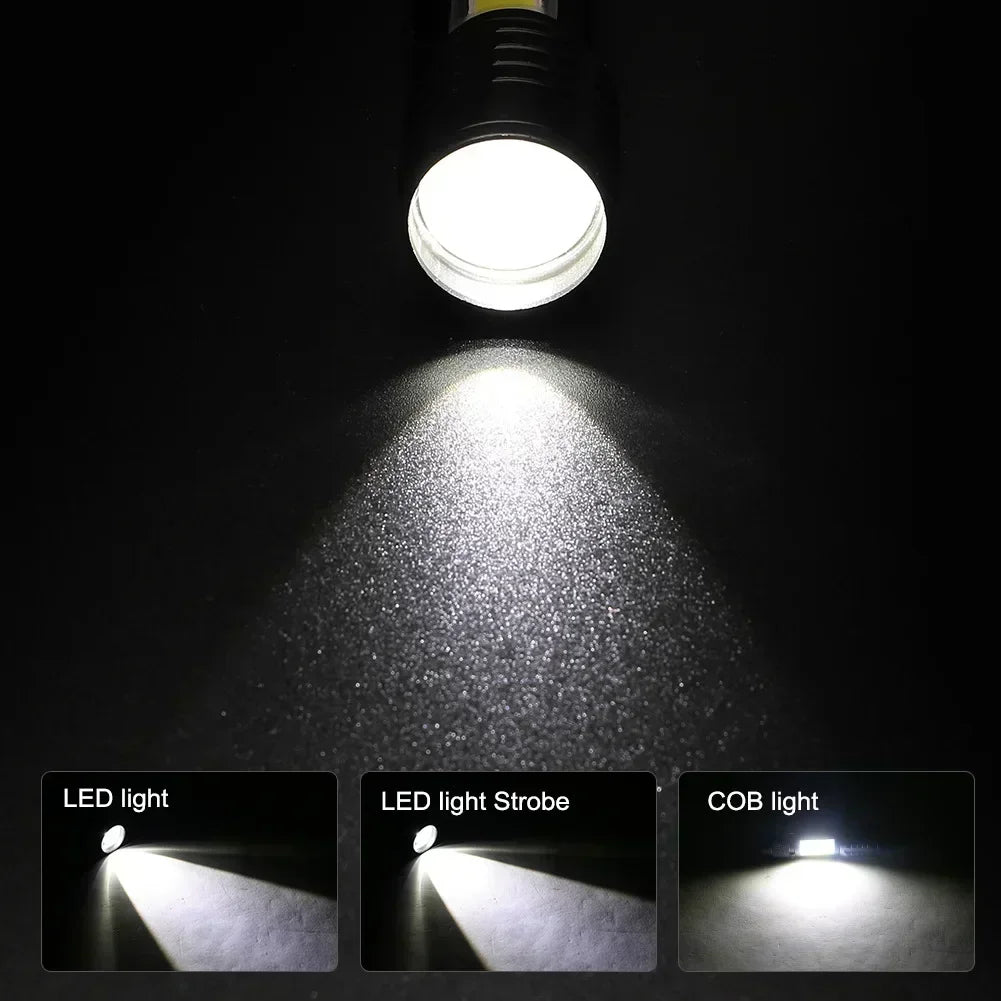 2000LM Ultra Bright P50 LED Flashlight Tactical EDC Emergency Spotlight Telescopic Zoom Handheld Torch with 14500/18650 Battery