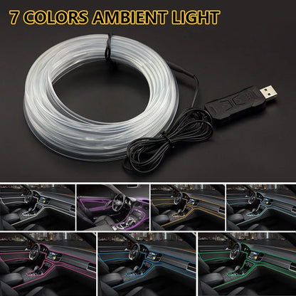 2/3/4/5M RGB Car Interior Atmosphere Light Ambient LED Light Strip USB Fiber Optic Atmosphere Lamp Support APP Wireless Control