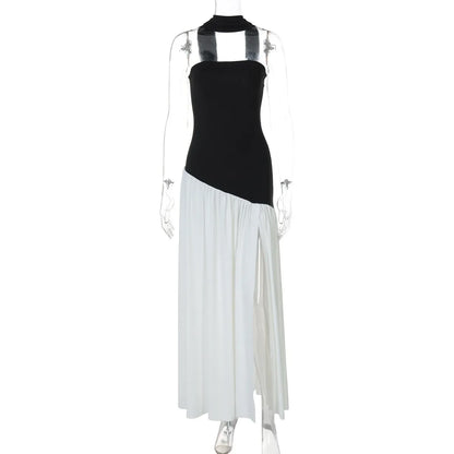 New Dresses 2025 Woman Fashion Summer Sheath Solid Color Split Dress Sexy Backless High Split Skirt Women's Clothing