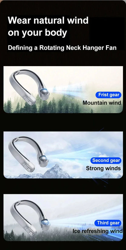 Portable Neck Hanging Fan With Usb Charging Adjustable Bladeless Turbofan Bladeless Student Dormitory Home Outdoor Cooling