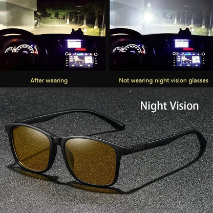 Fashion Vintage Square Frame Unisex Night Vision Glasses Reduce Visual Fatigue Lenses Anti-Glare Anti reflective UV400 Eyewear