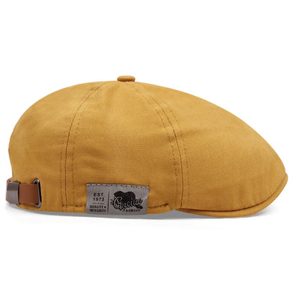 2024 New Men's Vintage Linen Fashion Hip Hop Solid Beret Side Label 1973 Women's Hat Vintage Beanie Crowd Style Sun Beret