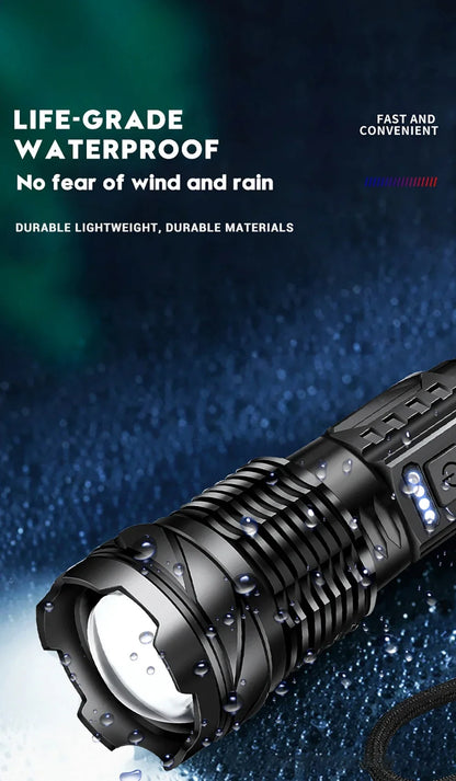 High Powerful LED Flashlights Long Range 150M Super Bright Torch Light Rechargeable Waterproof Outdoor Camping Lamp