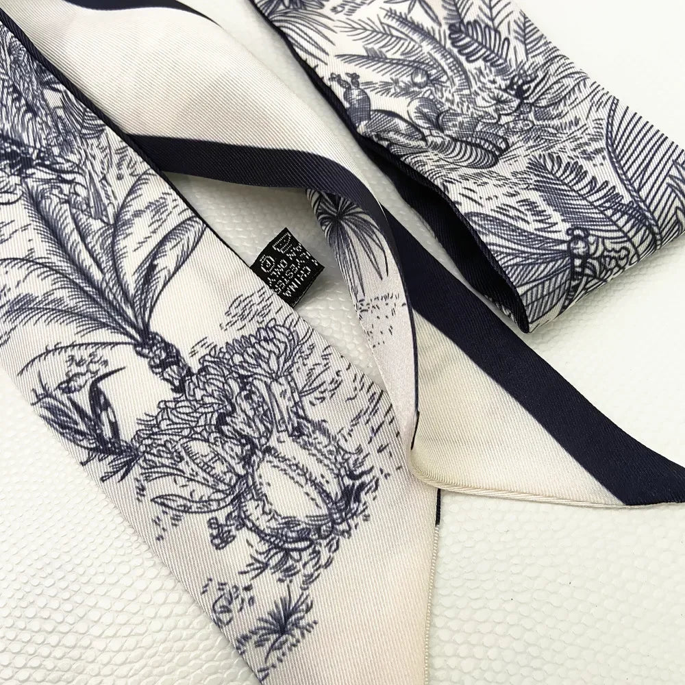 Extended Ribbon Scarf, Silk Hair Bandana & Bag Accessory, Handmade Long Neck Wrap for Women, Versatile Chic Style