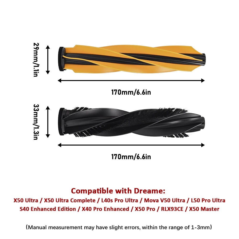 Main Brush Cover Kit Parts for Dreame X50/X50 Ultra/X50 Master/X50 Pro/S40 Enhanced/X40 Enhanced/L50 Pro Ultra Robot Vacuum