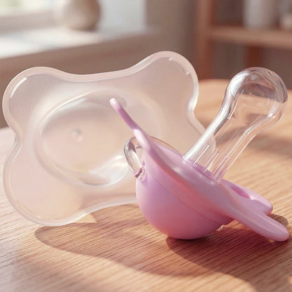 2pcs/pack Butterfly-shape Baby Pacifier Soother with Cover for Daily Use(Cherry Round Nipple) and Night Use(Thumb Nipple)