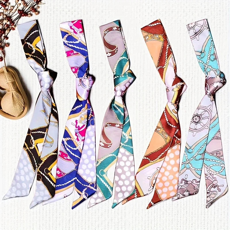 10Pcs Women’s Paisley Print Multi-Use Scarves Elegant Long Hairbands Neck Scarves & Bag Straps DIY Craft Hair Scarf Accessories