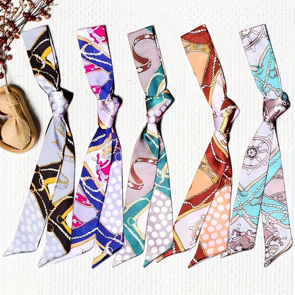 10Pcs Women’s Paisley Print Multi-Use Scarves Elegant Long Hairbands Neck Scarves & Bag Straps DIY Craft Hair Scarf Accessories