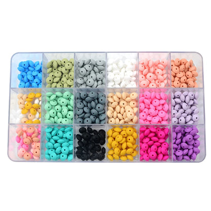 50pcs/lot 12mm Silicone lentil Beads Silicone BPA Free DIY Charms Newborn Nursing Accessory Teething Necklace Teething Toy