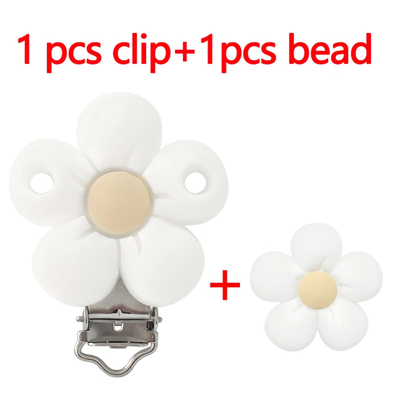 1/3/10pcs Silicone Flower Pacifier Clips Food Grade Teethers For Baby DIY Baby Soother Nursing Pacifier Chain Accessories