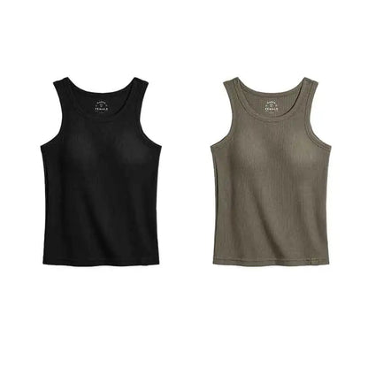 Maden Summer Sleeveless Knitted Tank Tops for Women Solid Color Casual Sports Vest Slim Fit Female Outer Wear Tops