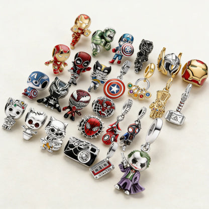 Hot Selling Iron Man,Spider Man,Joker Charm Bead fit European Original Silver Bracelet DIY Jewelry Gift Accessories for Women