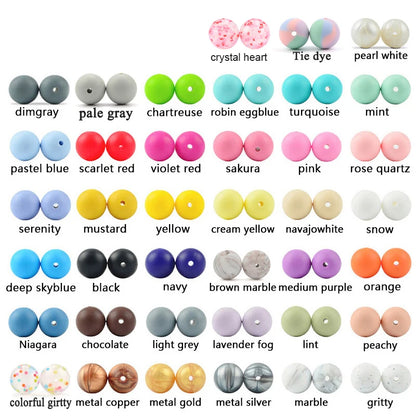 LOFCA 12mm 50pcs/lot Beads Food Grade Silicone Teether Round Beads Baby Chewable Teething Beads Silicone Teether For Diy