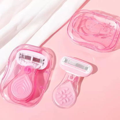 Portable Women Razor for Travel Face Leg Bikini Body Hair Shaving With Protective Net Blade Lady Manual Shaver Set