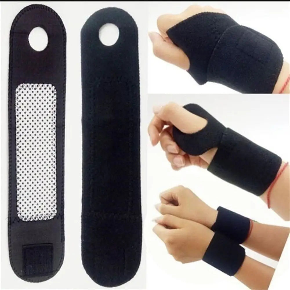 1 Pair Tourmaline Self-Heating Wrist Brace Sports Protection Wrist Belt Far Infrared Magnetic Therapy Pads Braces Health Care