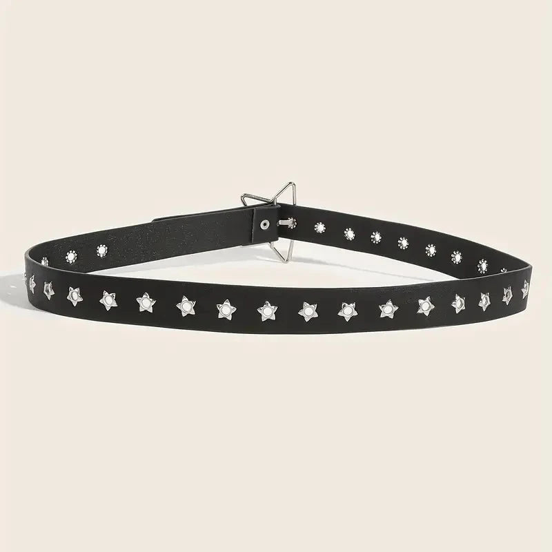 Fashion Punk style star buckle decorative belt with multiple holes small star shaped eyes multifunctional Jeans belt For Women