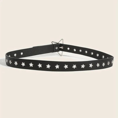 Fashion Punk style star buckle decorative belt with multiple holes small star shaped eyes multifunctional Jeans belt For Women