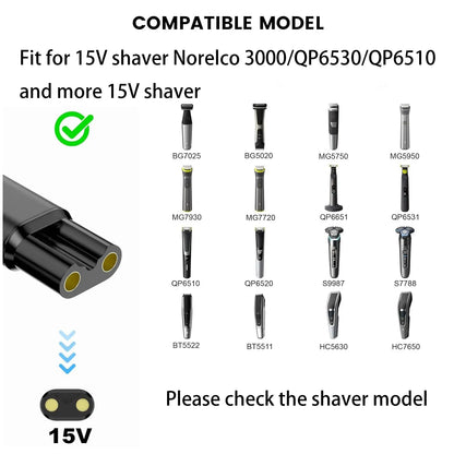 15V HQ8505 Type-C Shaver Adapter Charging Converter for Philips Norelco One Blade Pro QP6510 QP6520 QP6530 Beard Trimmer