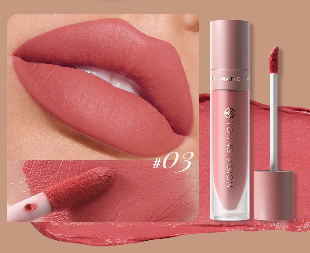 8 Color Nude Brown Matte Liquid Lipstick Velvet Sexy Dark Red Lip Glaze Non-stick Cup Not Easy To Fade Lip Gloss Lipstick Makeup