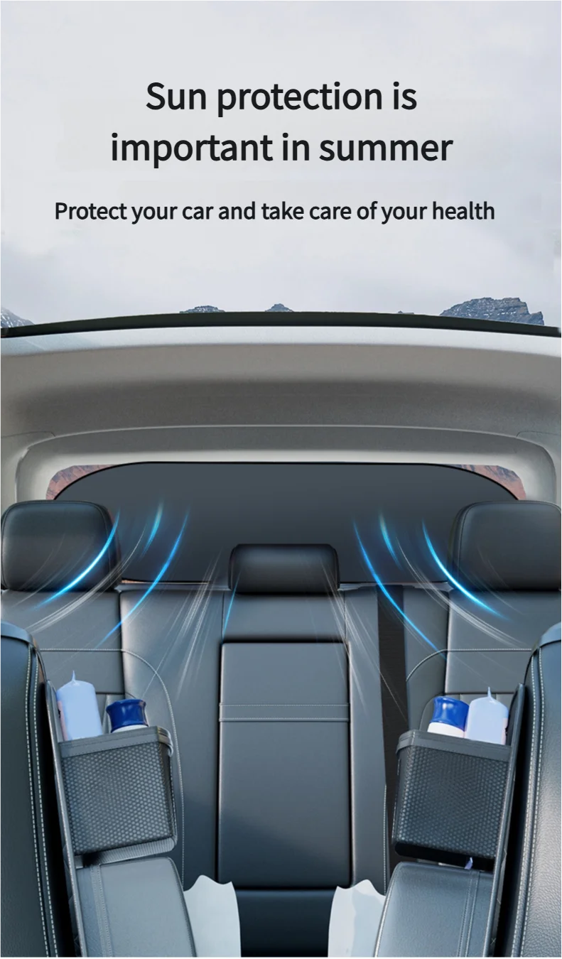 UV-Reflective Car Sun Shade Cover Rear Windshield Sun Protection Sunshade Heat-Isolation Car Privacy Curtains Foldable Storage