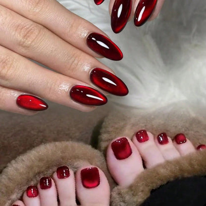 48pcs French black border hand and foot armour Glossy fake toenails fully covered with nude spring break toenails for women's na