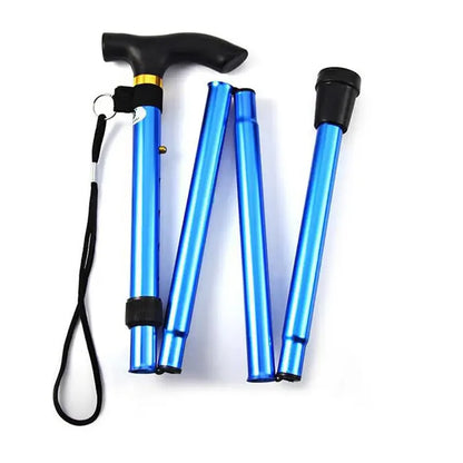 Telescopic Walking Stick Outdoor Hiking Trekking Poles Aluminum Alloy Metal Folding Cane Crutches Pole For Elderly People