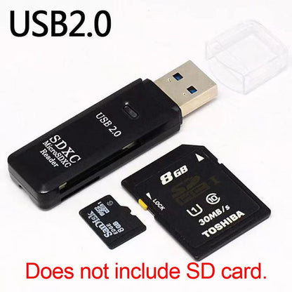 Multi Functional 2-in-1 High-speed USB 3.0/2.0 Card Reader Supports TF+SD Computer, Tablet Camera, Laptop, Car Mounted