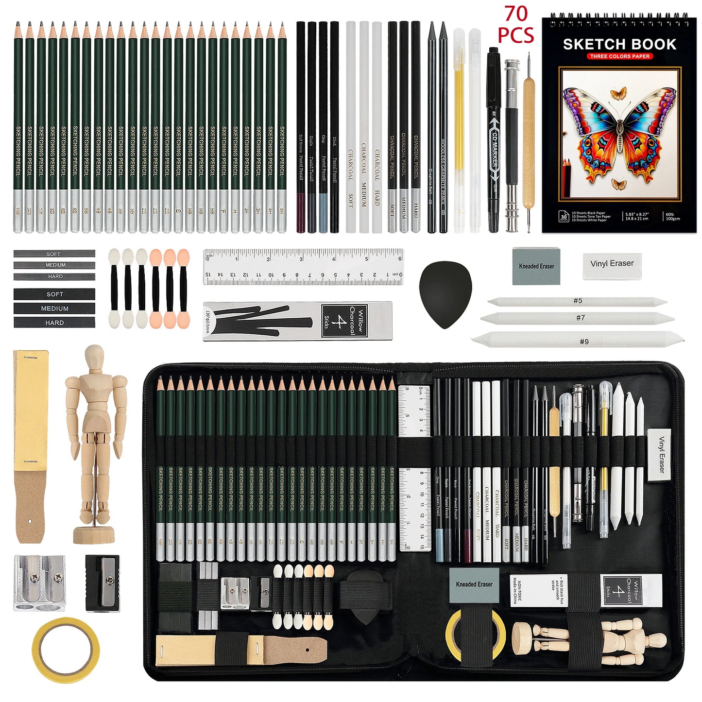 12/20/25/54/70 pcs Drawing Sketching Coloring Set Drawing Pencils & Sketching Kit Art Tool Kit Professional Art Supplies Set