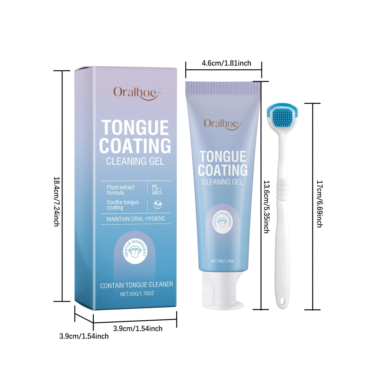 Tongue Cleaning Gel With Brush Fresh Mouth Eliminate Bad Breath Tongue Coating Removal Kit Oral Health Care 2in1 Tongue Cleaner
