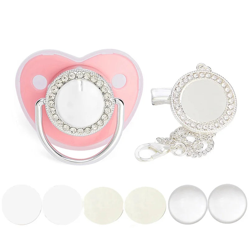 New Blank Baby Pacifier Clip Holder Set Personalized Newborn Dummy BPA Free Luxury Silicone Infant Teether Baby Soother