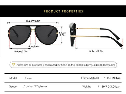 Trendy Oversized Pilot Sunglasses Women Men Vintage Retro Classic Designer Sun Glasses UV400 Protection Fashion Ladies Shades