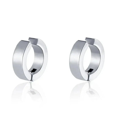 2pcs Punk Non Piercing Clip Earrings for Man Woman, Titanium Steel Stud Earrings Teens Hip Hop Style Ear Ring Jewelry Accessory