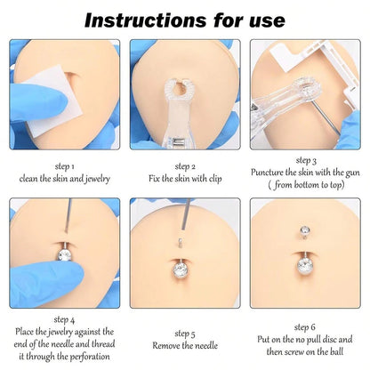 Belly Button Piercing Kit Gun Belly Piercing Kit Belly Button Piercing Gun Navel Piercing Kit Belly Button Ring Piercing Kit