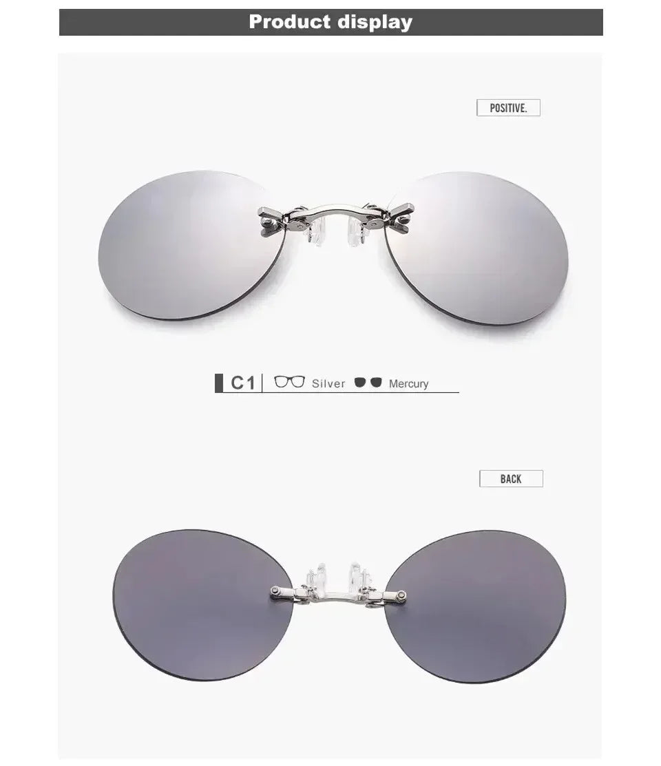  VIEWRING1-2PCS Clip On Nose Glasses Round Rimless Matrix Morpheus Sunglasses Mini Frameless Vintage Men Eyeglasses