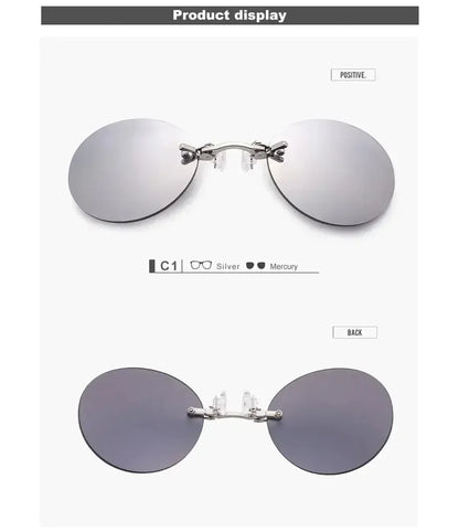  VIEWRING1-2PCS Clip On Nose Glasses Round Rimless Matrix Morpheus Sunglasses Mini Frameless Vintage Men Eyeglasses