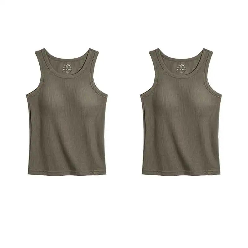 Maden Summer Sleeveless Knitted Tank Tops for Women Solid Color Casual Sports Vest Slim Fit Female Outer Wear Tops