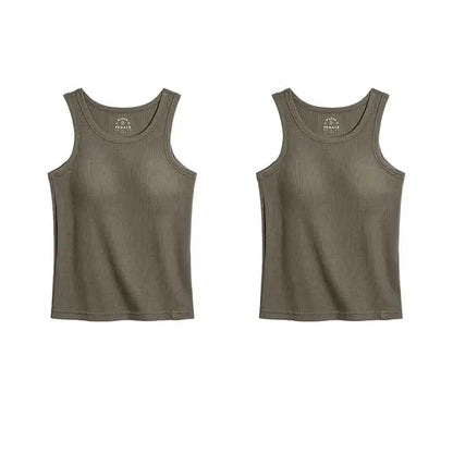 Maden Summer Sleeveless Knitted Tank Tops for Women Solid Color Casual Sports Vest Slim Fit Female Outer Wear Tops