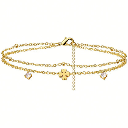 925 Sliver Plated CZ Anklet Bracelets for Women Girl Trendy New Waterproof Heart Charm Dainty Layer Chain Anklets Jewelry Gifts