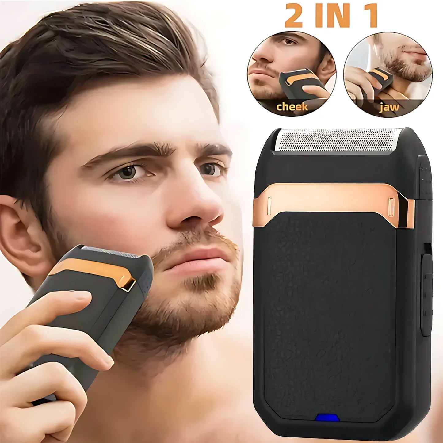 Multi functional men's rechargeable shaver, suitable for trimming hair on the head and face, high-quality gift choice.