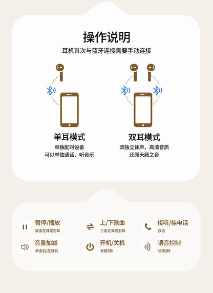 Q86 Bluetooth 5.3 Wireless Headphones Power LED Digital Display 24hours Endurance HiFi Gaming Headsets Waterproof Sports Earbuds