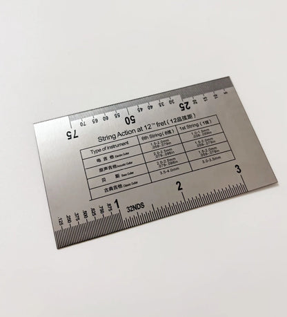 Stainless Steel String Action Gauge Ruler Guitar Bass Instrument Repair Tool Silver