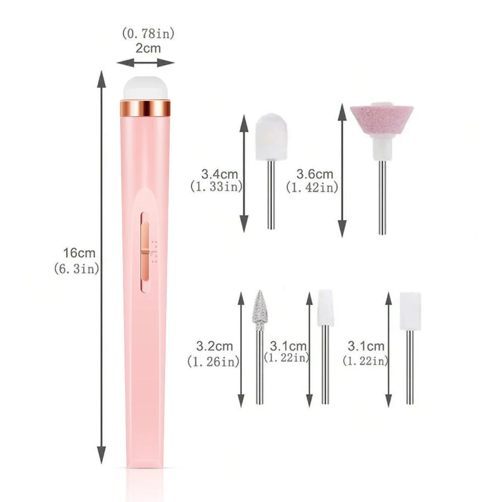 LINMANDA Portable Electric Nail File Nail Set with 4 Speeds Cuticle Trimmer Battery Operated Manicure and Pedicure Tools