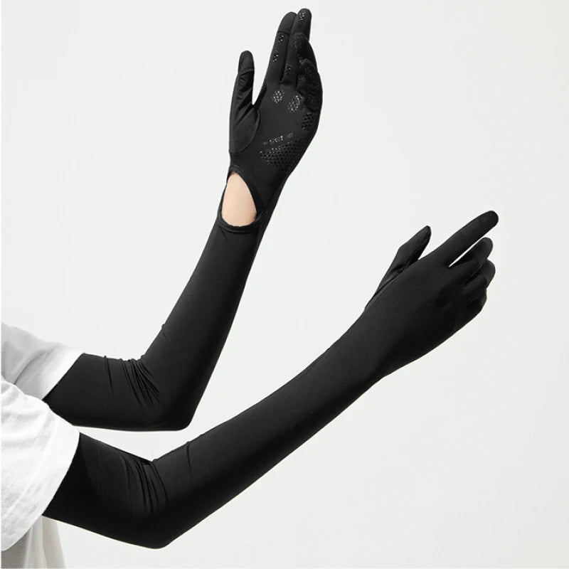 Summer Outdoor UV Protection Finger Long Gloves UPF50+Sunscreen Touchable Screen Sleeve Driving Bicycle for Outdoor Travel