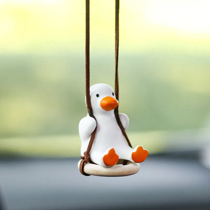 1PC Cute Car Pendant Swinging Sunglasses Duck Hanging Swing Rearview Mirror Decoration