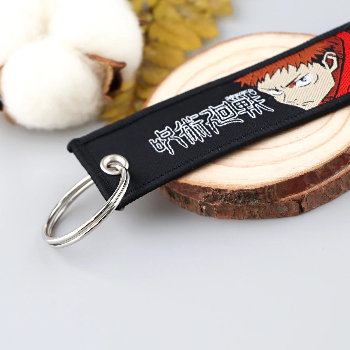 Anime Satoru Gojo Geto Suguru Embroidery Key Fobs Japanese Manga Key Tag Keychain Key Ring Backpack Chaveiro