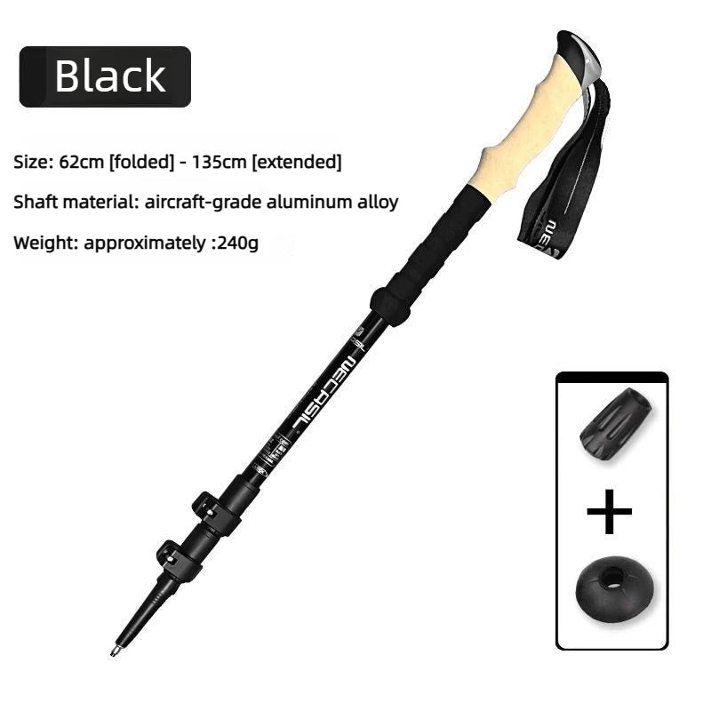 1pcs Hiking Anti Shock Walking Sticks Telescopic Trekking Climbing Poles Ultralight Walking Canes  Aluminum Outdoor  135CM