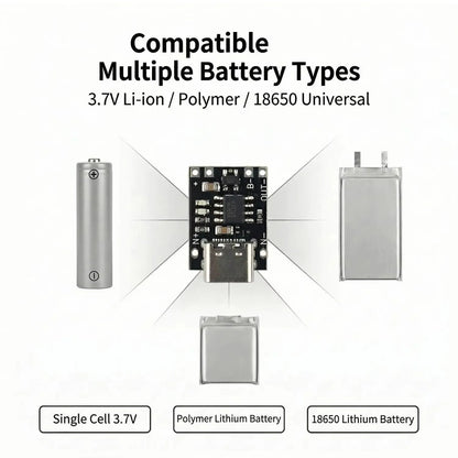 1-20PCS Universal USB Type C Charging Board 3.7V Lithium Battery Charger Board Over Module with Protection Circuit Connectors